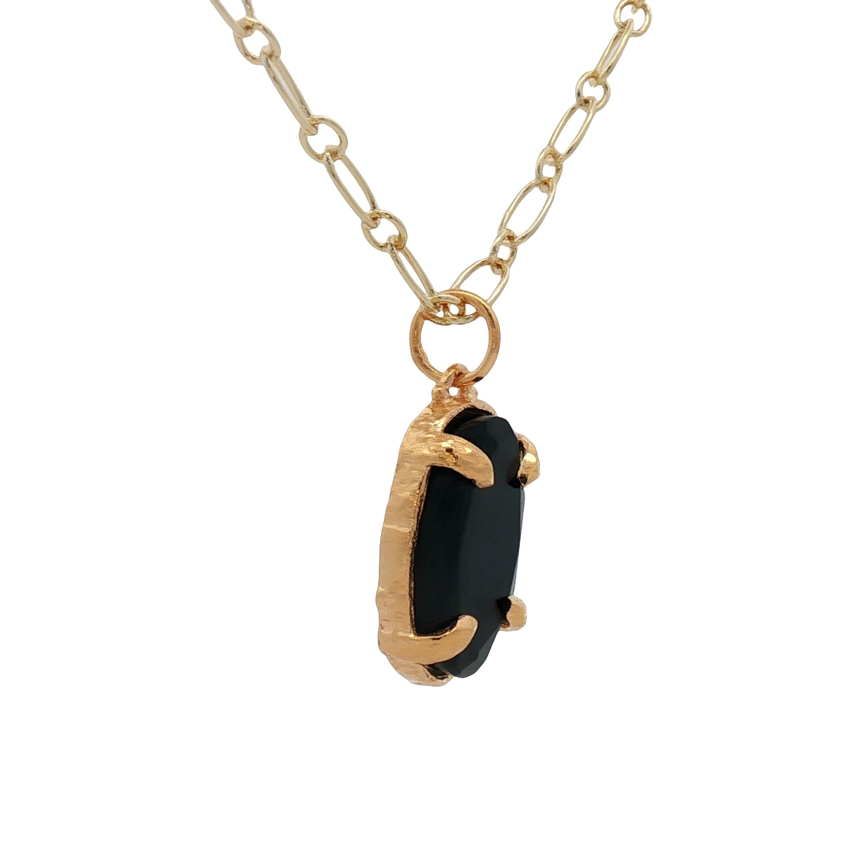 Collier doré médaillon onyx noire 50 cm