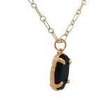 Collier doré médaillon onyx noire 50 cm