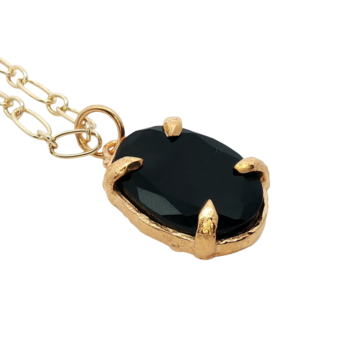 Collier doré médaillon onyx noire 50 cm