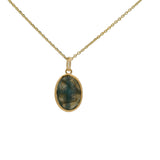 Gold necklace with hammered stone setting