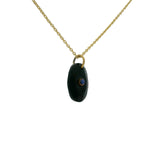 Collier doré onyx noire ovale facettée avec Lapis lazulis 42 cm