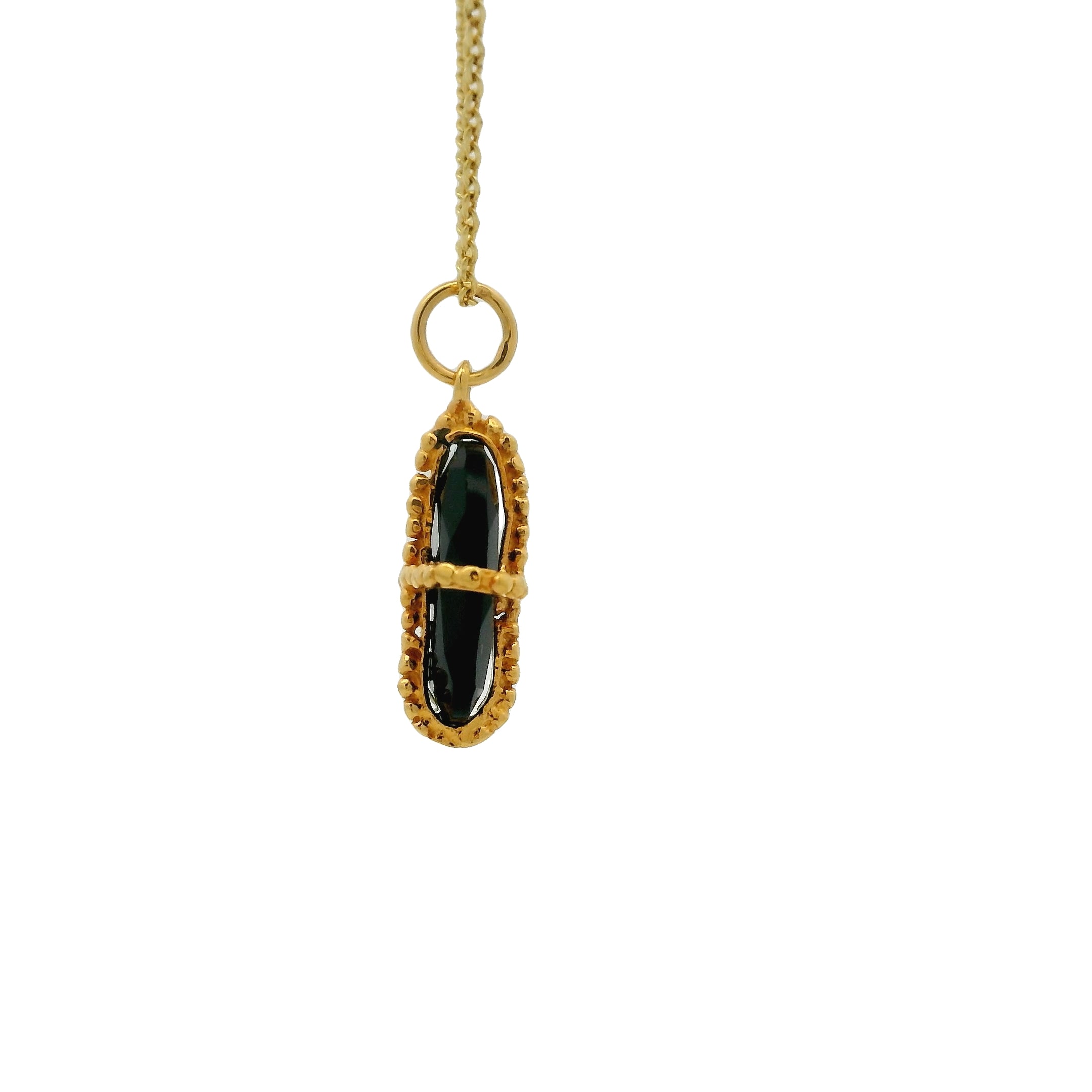 Gold necklace stone cage balls