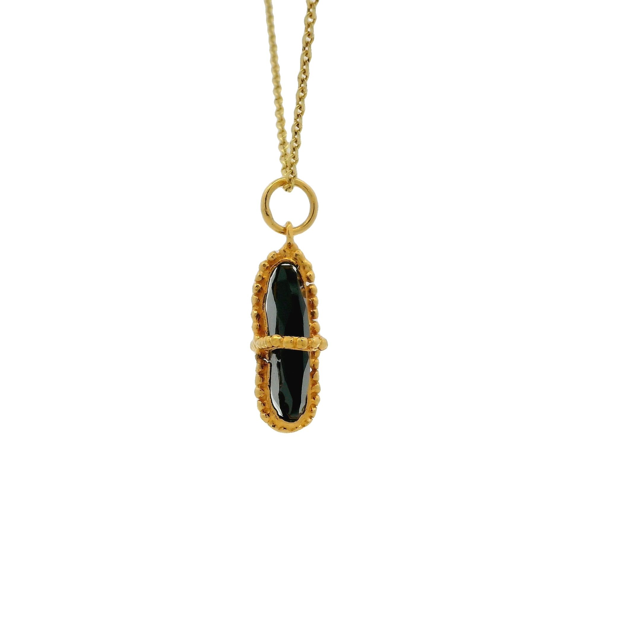 Gold necklace stone cage balls