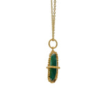 Collier doré Onyx verte dans une cage dorée 42 cm