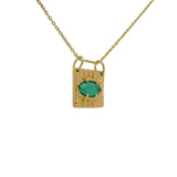 Gold necklace with square eye stone pendant