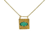 Gold necklace with square eye stone pendant