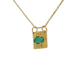 Gold necklace with square eye stone pendant