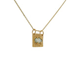 Gold necklace with square eye stone pendant