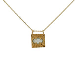 Gold necklace with square eye stone pendant