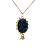 Collier doré lapis ovale et pampilles 42 cm