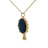 Collier doré lapis ovale et pampilles 42 cm