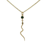 Gold necklace with snake and stone pendant