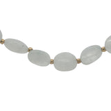 Collier doré pierre de lune ovale et perles dorées 42 cm