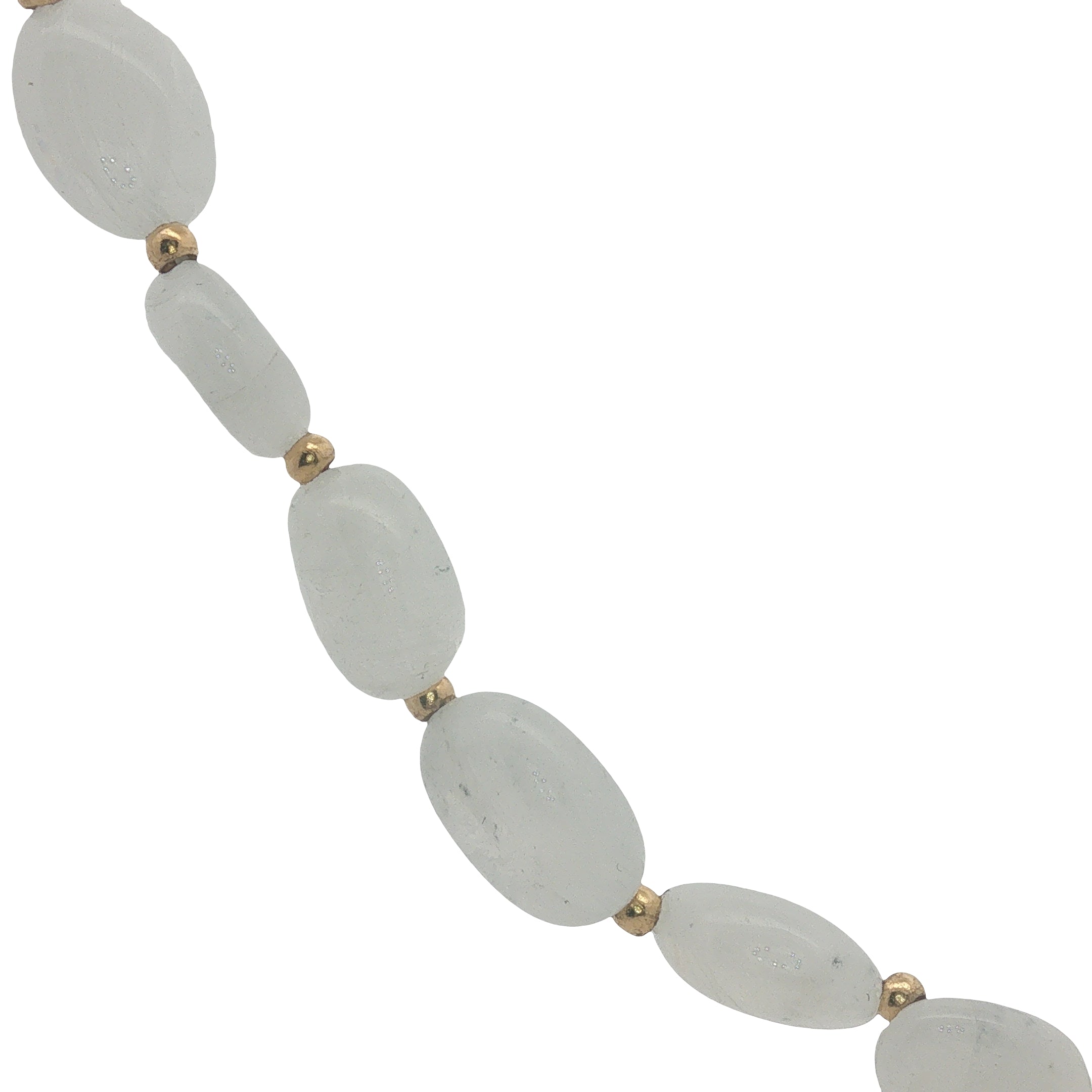 Collier doré pierre de lune ovale et perles dorées 42 cm