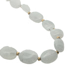 Collier doré pierre de lune ovale et perles dorées 42 cm