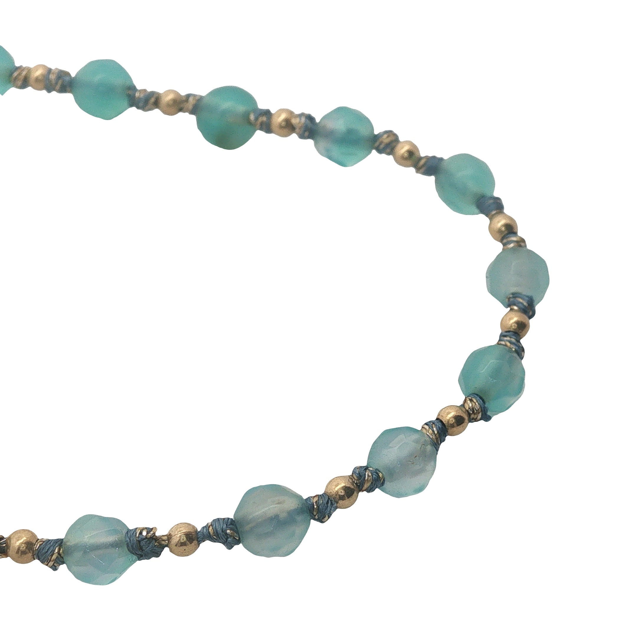 Collier doré perles turquoise et perles dorées 42 cm