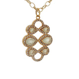 Collier doré infinis prehnite zircons blancs 50 cm
