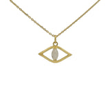 Gold necklace with eye and stone pendant