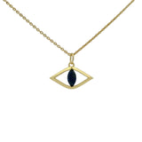 Collier doré oeil ajouré et lapis lazulis 42 cm