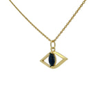 Collier doré oeil ajouré et lapis lazulis 42 cm