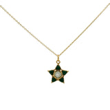 Collier doré étoile en onyx verte et prehnite