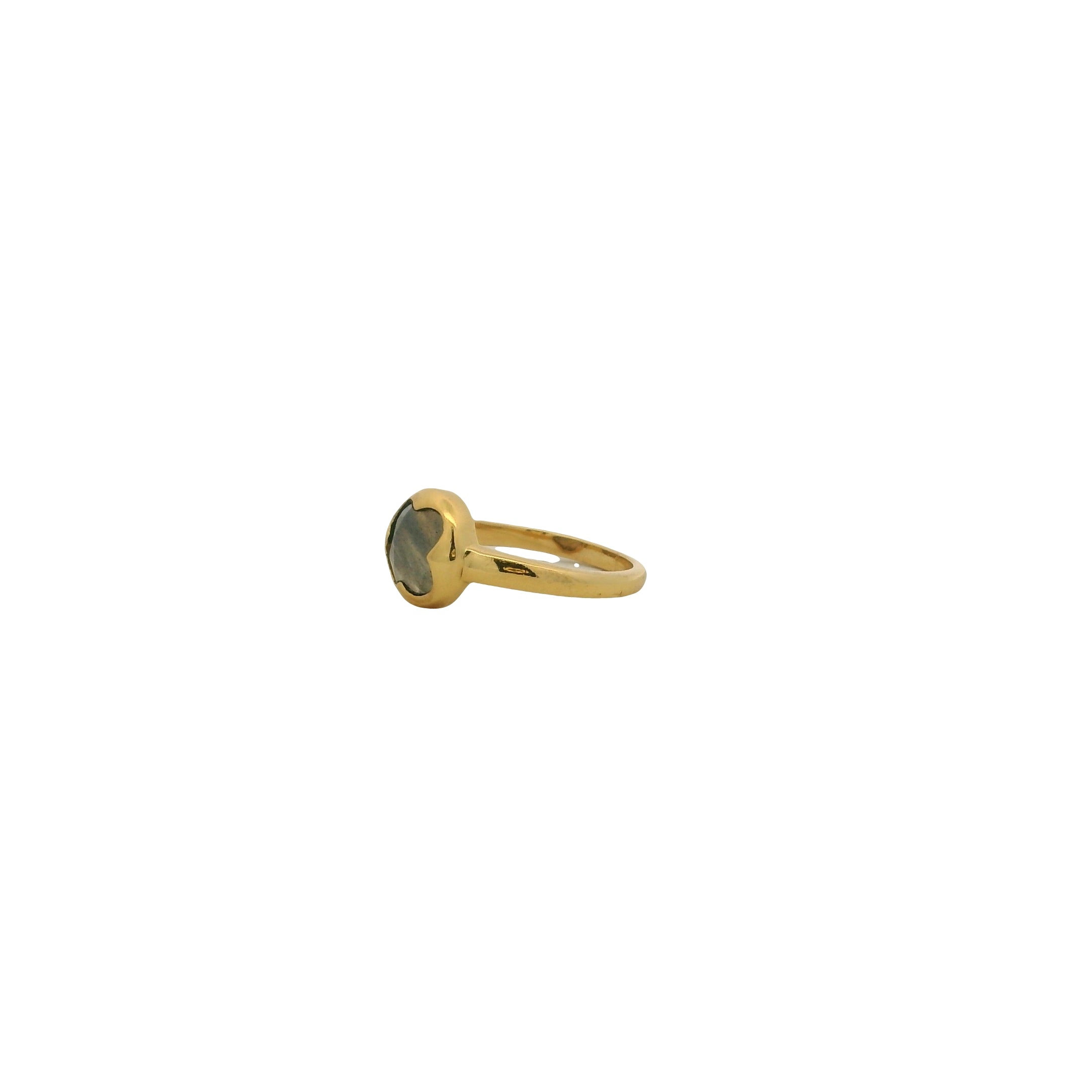 Bague doré trèfle en labradorite