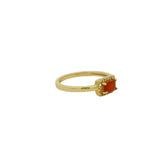 Bague solitaire onyx rouge rectangulaire et zircons
