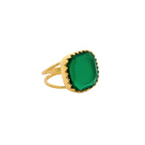 Double ring gold ring and square stone