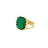 Double ring gold ring and square stone