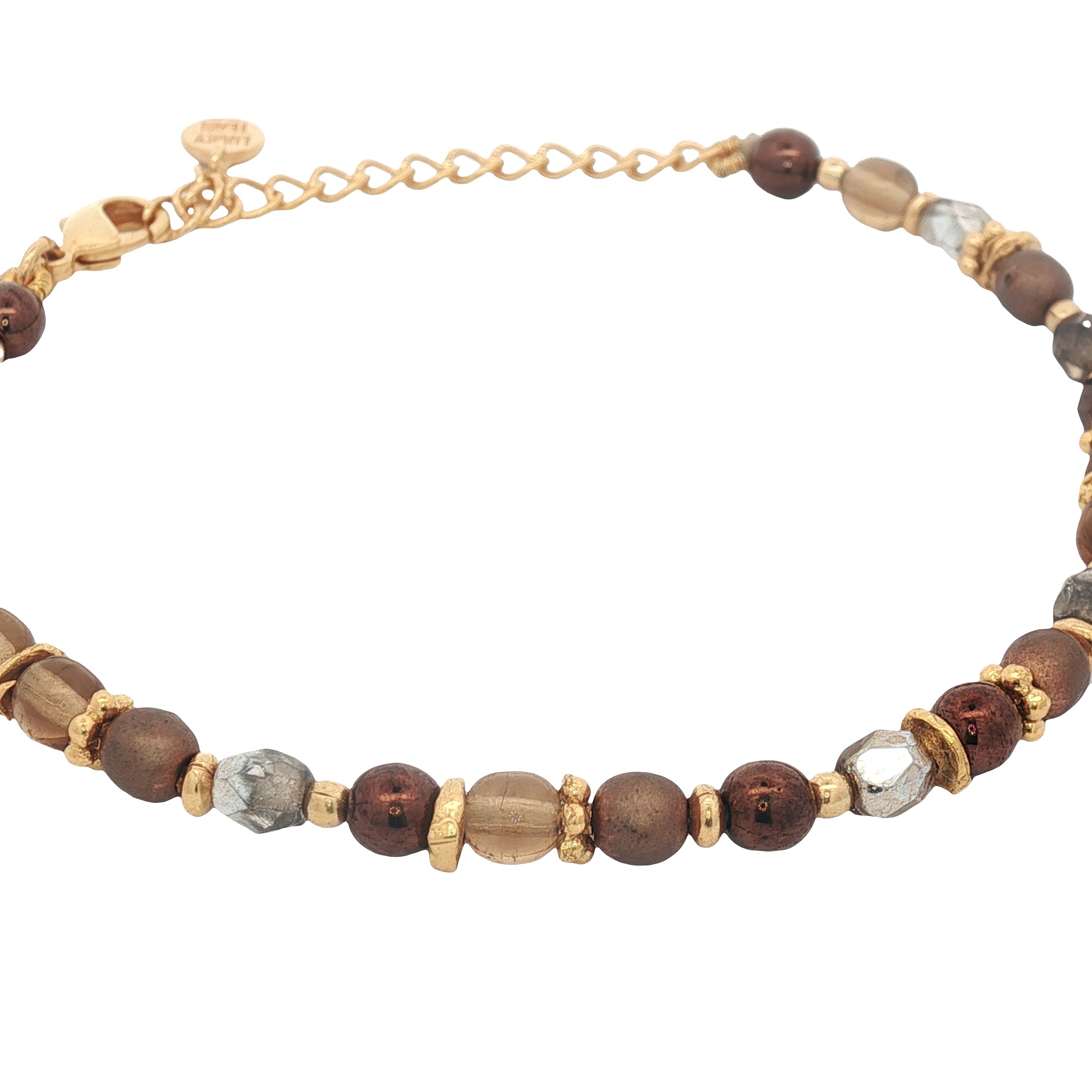 Bracelet with natural stones and golden discs