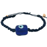 Navy blue cord bracelet with blown glass eye