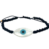 Navy blue cord bracelet with mother-of-pearl eye