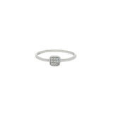 Bague solitaire argent 925 carré avec zircons
