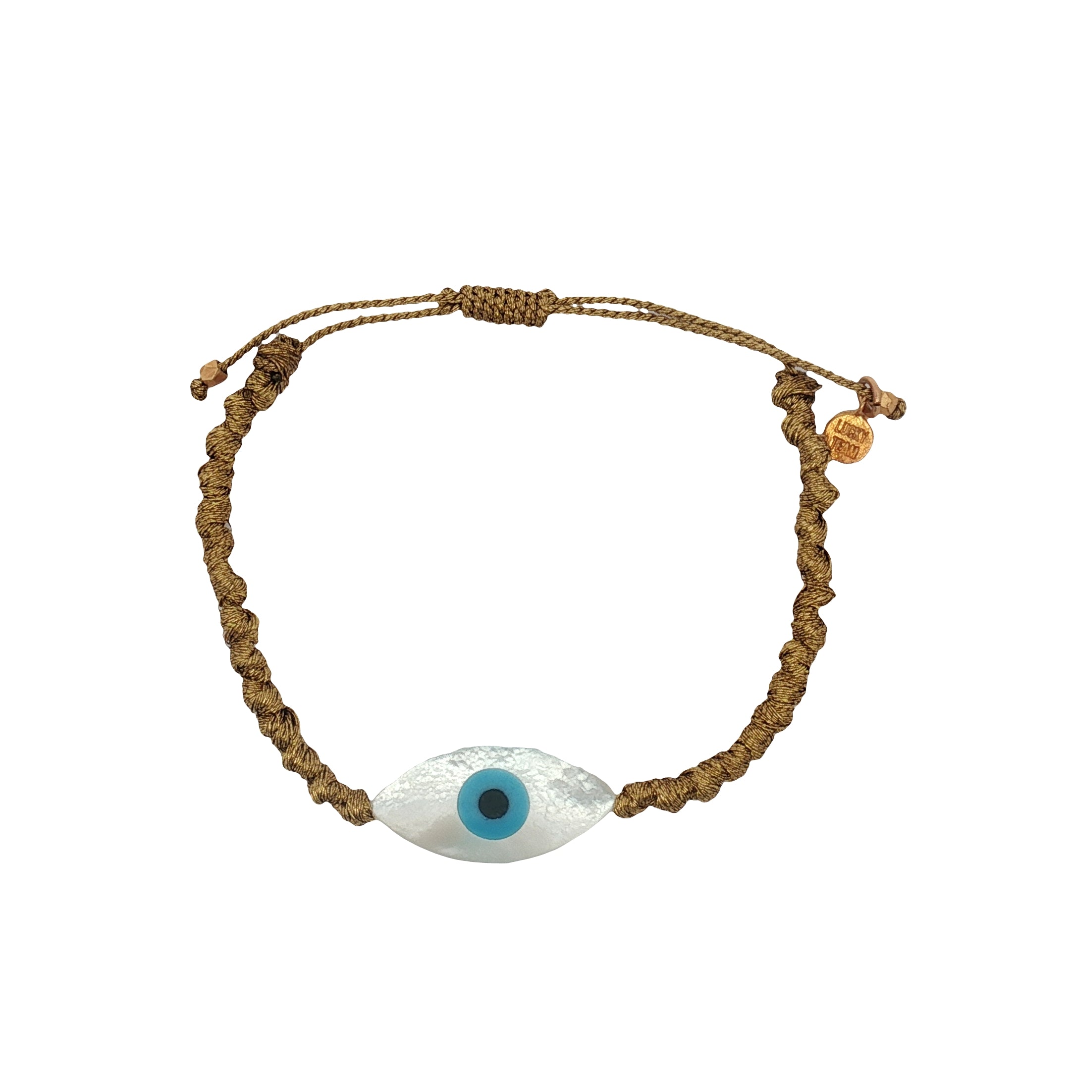 Bracelet doré cordon doré avec oeil nacre