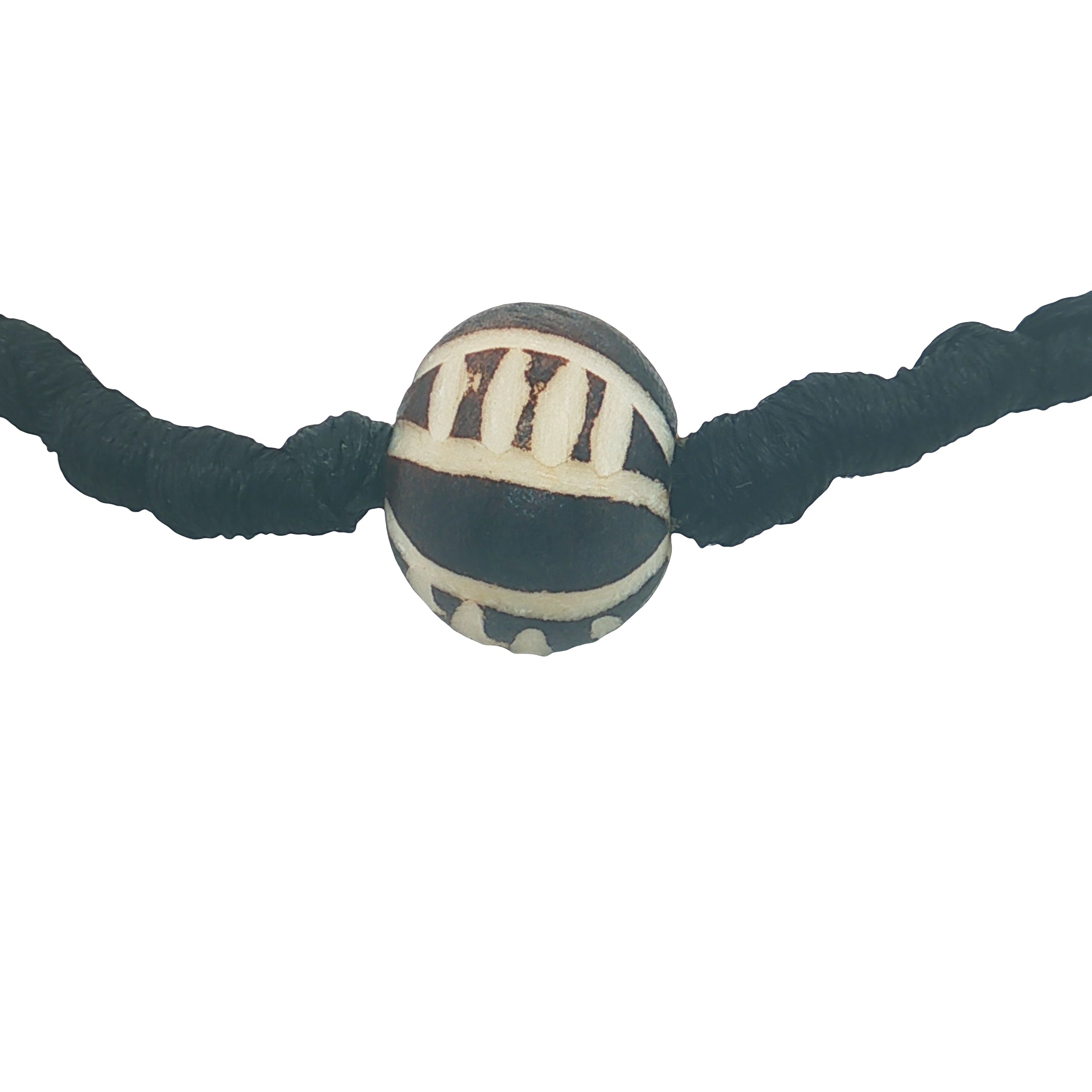 Bracelet doré cordon noir avec perle africaine
