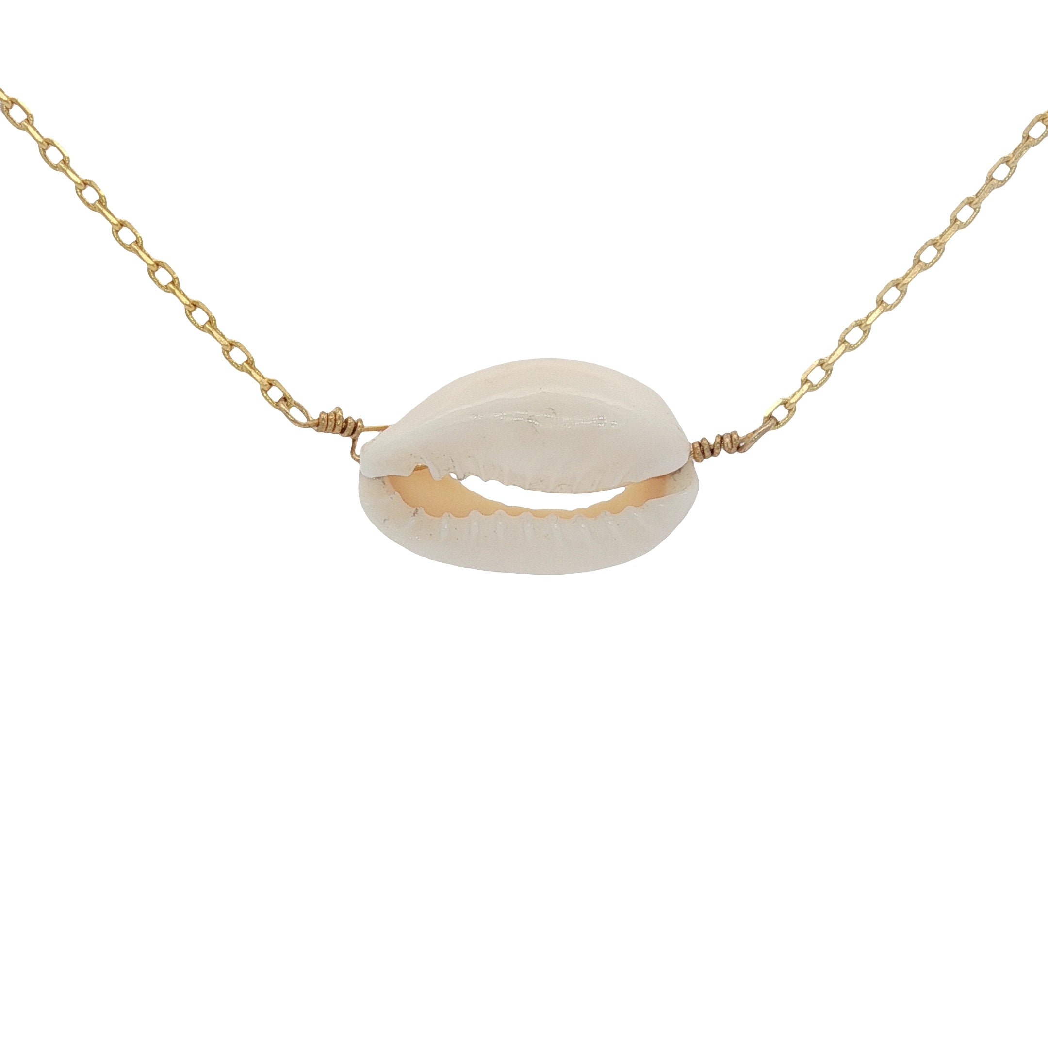 Collier doré avec cauri naturel 40 cm