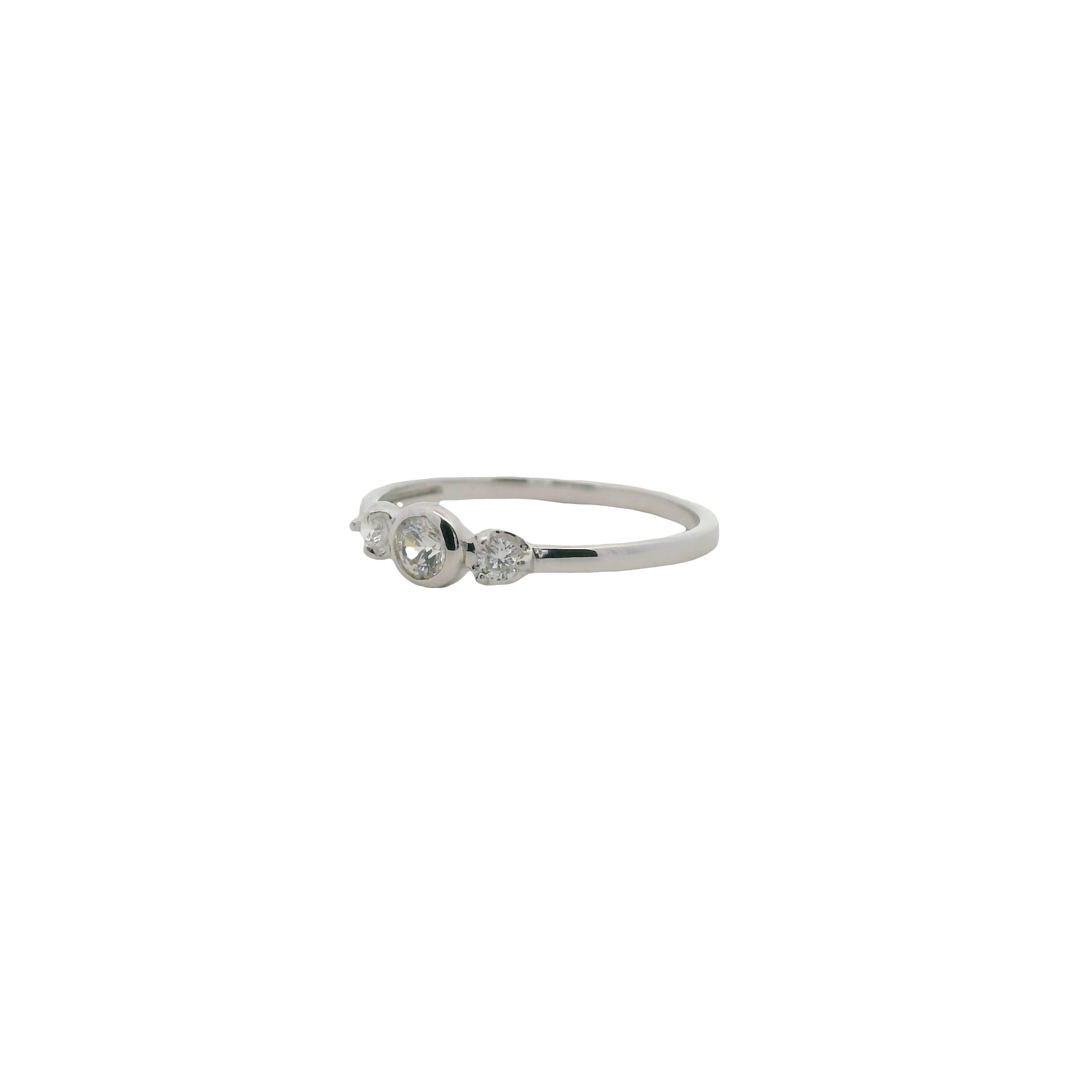 Bague trilogie en argent 925 et zircons