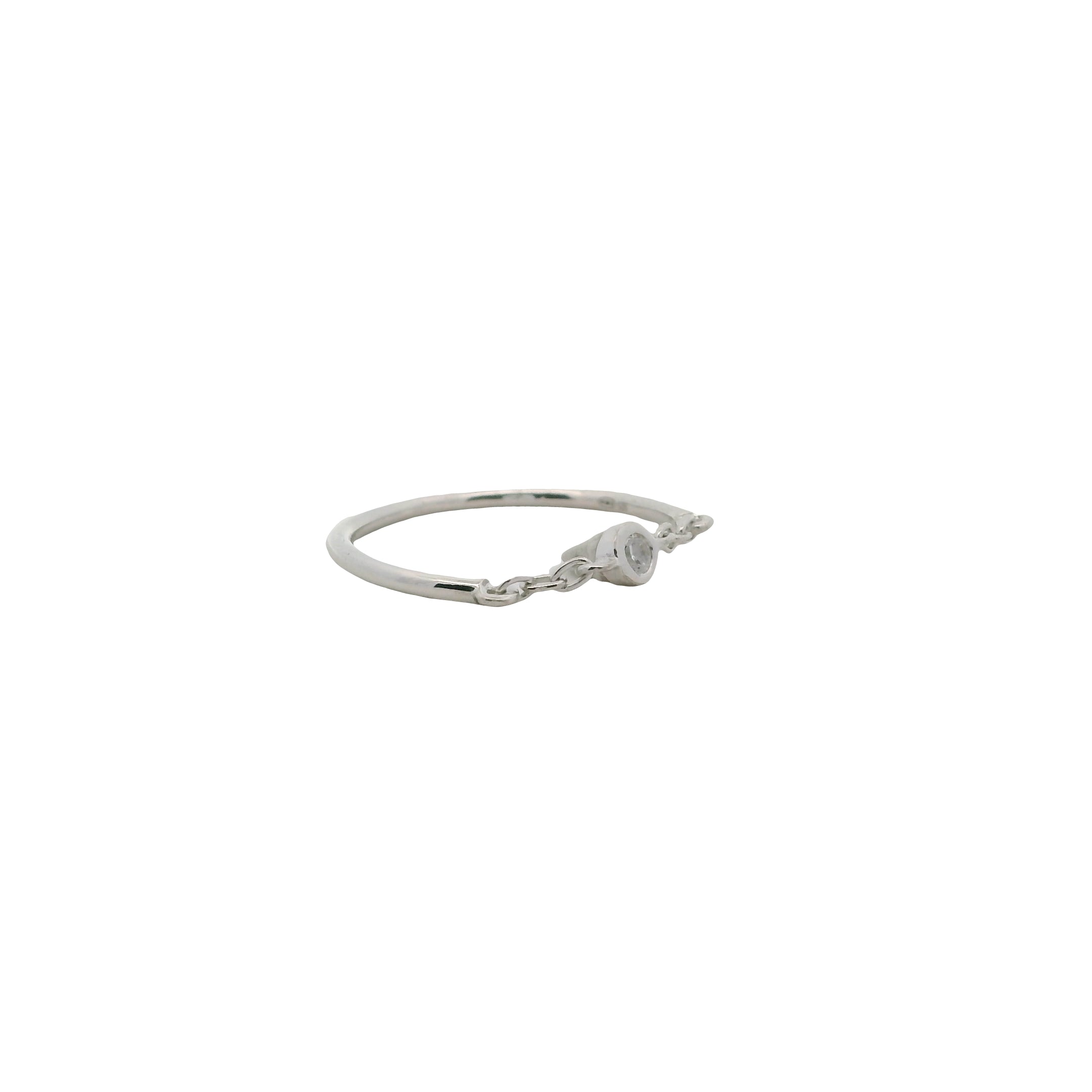 Bague fine argent 925 chaine et zircon