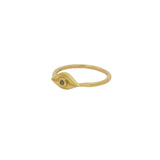 Small textured eye and stone gold ring