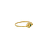 Small textured eye and stone gold ring