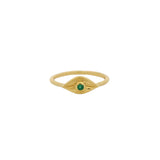 Small textured eye and stone gold ring