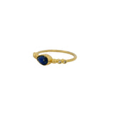 Bague dorée pierre goutte et zircons