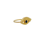 Bague dorée oeil texturé et pierre