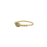 Bague dorée pierre goutte et zircons