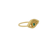 Bague dorée oeil texturé et pierre