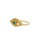 Bague dorée oeil texturé et pierre