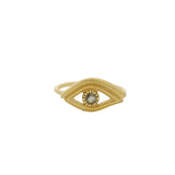 Bague dorée oeil texturé et pierre