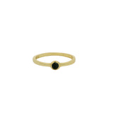 Bague dorée solitaire onyx noire ronde