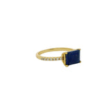 Solitaire gold ring with stone and zircons