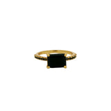 Solitaire gold ring with stone and zircons